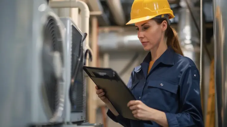 Expert checking hvac installation
